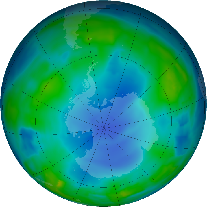 Antarctic ozone map for 19 June 2013